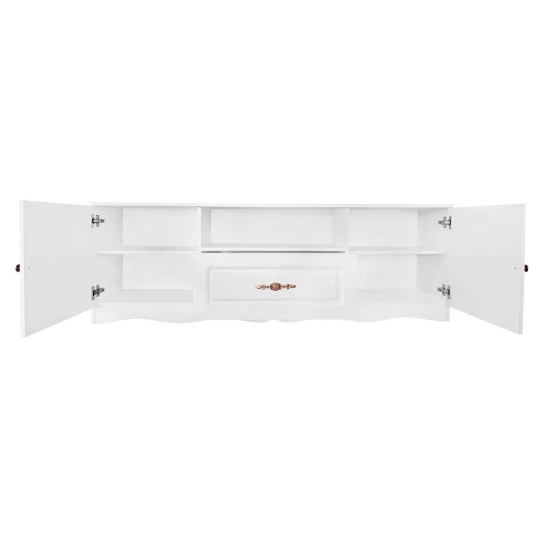 65" Modern TV Stand for TVs up to 60", TV Media Console Table with 1 Shelf, 1 Drawer and 2 Cabinets - ModernLuxe, 5 of 11
