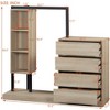 55"/39"W Wardrobe Clothing Armoire Storage Cabinet  with 4 Drawers, Shelves and Hanging Rail, White/Espresso/Natural-ModernLuxe - 3 of 4