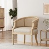 25.5'' Fabric with Cane Webbing French Country Inspired Accent Chair with Curved Backrest, Recessed Arms, Weathered Wood Frame, Turned Legs - 3 of 4