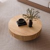39.4" Modern Round Coffee Table with Hidden Storage, Natural Wood Fluted Accent Table for Living Room or Bedroom -3irtyhousy - 2 of 4