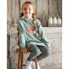 Deux par Deux Girl Hooded Tunic Sage Green with Owl Print - 2 of 4