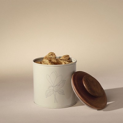 Vynxaria Food Storage Containers: Esana Metal Canister with Wooden Lid - Elegant Kitchen Storage Solution