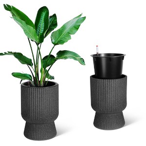 14.2"Tall Planters Set of 2, Plant Pots, Self Watering Pots for Indoor Plants, Flower Pots with Built-in Drainage and a Water Level Monitor, for Patio - 1 of 4