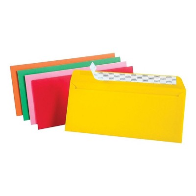 Staples EasyClose #10 Assorted Brights Colored Envelopes 4 1/8" x 9 1/2" 50/PK 122724