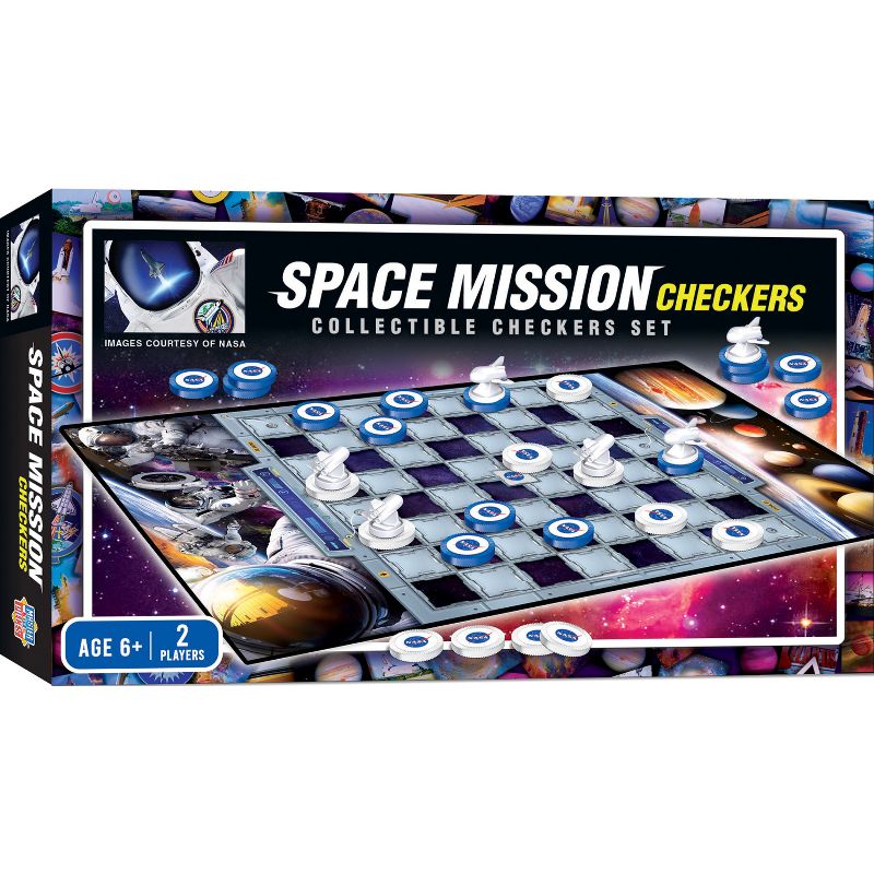 MasterPieces Officially licensed NASA Checkers Board Game for Families and Kids ages 6 and Up, 2 of 7