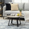 HOMCOM Round Coffee Table, Accent Center Table Steel Legs Living Room Furniture, Wooden Coffee Table, Light Gray - 2 of 4