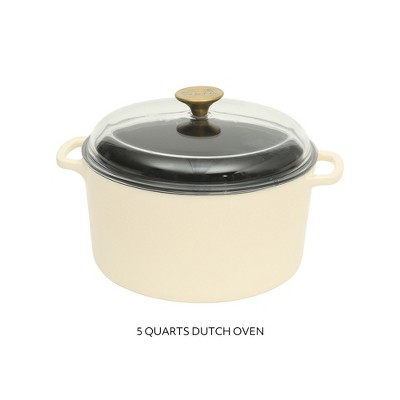 Sur La Table Enamel-Coated Cast Iron Dutch Oven Pot with Oven Safe Glass Lid - Thumbnail 4