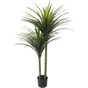 Faux Trees, 5ft Tall Fake Tree with Natural Wood Trunk for Home Decor, Faux Plant for Indoor Outdoor Home Livingroom Office Garden Porch Décor - 1 of 4