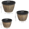 Sunnydaze Modern Decorative Resin Faux Basketweave Planter - 13", 15", and 17" Diameter - 3-Piece Set - 3 of 4