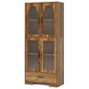 Resenkos Rustic Wood Kitchen Storage Cabinet, Double - Layer Glass - Door Pantry, 31.5×13.8×72.1 Inch Size, for Dining Room Brown - 3 of 4