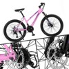 DSVIMOY Mountain Bike for Teenagers Girls Women, 21 Speeds with Dual Disc Brakes and 100mm Front Suspension, Pink, 66*24.8*35 - 3 of 4