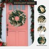 18 Inch Golden Christmas Wreath, Winter Wreath Artificial Christmas Tree Decorations Elegant Glittering Leaves and Berries - 4 of 4