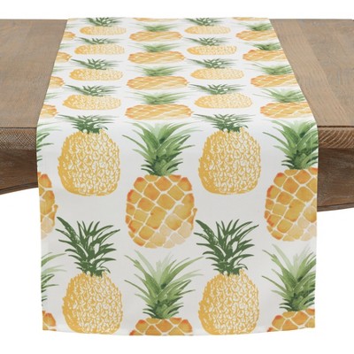 Saro Lifestyle Printed Pineapple Runner, 16"x72", Multi