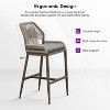 PURPLE LEAF Patio Sunbrella Bar Stools Set of 2 Handwoven Wicker Bar Height Stool Modern Aluminum Outdoor Wicker Barstools with Back and Cushion - 4 of 4