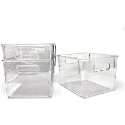 Isaac Jacobs 3-Pack Large Clear Storage Bins with Handles, Plastic Organizer for Home, Office, Kitchen/Pantry, Food Safe, BPA Free - Medium — фото 5
