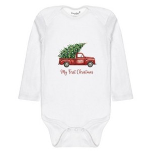 Everyday Kids Christmas Collection My First Christmas Red Truck Baby Onesie – Holiday Tree Pickup Graphic Bodysuit - 1 of 4
