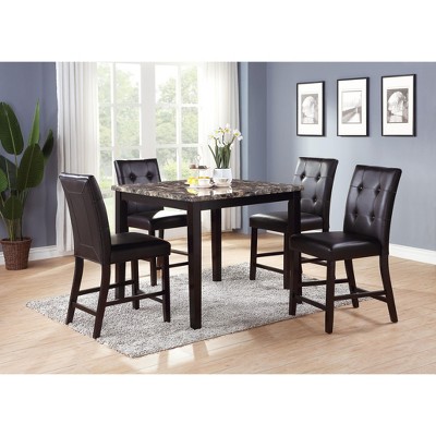 NicBex Dining Table Set for 4 Counter Height Faux Marble Tabletop with 4 Upholstered Chairs for Dining Room