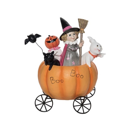 Transpac Resin 8.75 In. Multicolored Halloween Pumpkin Cart With ...