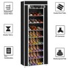 Coucheta 9-Tier Shoe Rack Organizer - Space Saving Storage Cabinet with Dustproof Cover & Side Pockets (24"x12"x63", Black) - 3 of 4