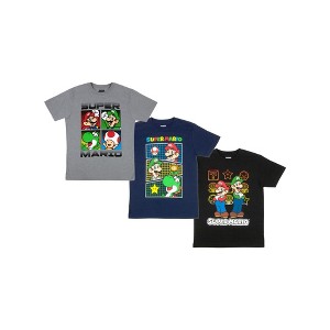 Nintendo Super Mario Bros Boys 3-Pack Characters Graphic T-Shirts Bundle Set - 1 of 2