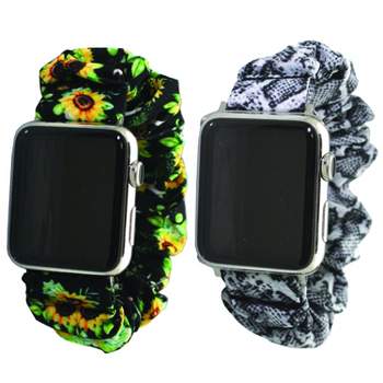 Olivia Pratt Printed Elastic Strap Apple Watch Band - Black Green