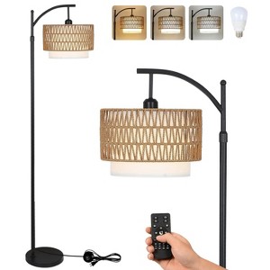 KTMBDW Dimmable Floor Lamp, LED Edison Bulb Included, Arc Floor Lamps for Living Room Modern Standing Lamp with Linen Shade for Bedroom Office - 1 of 4