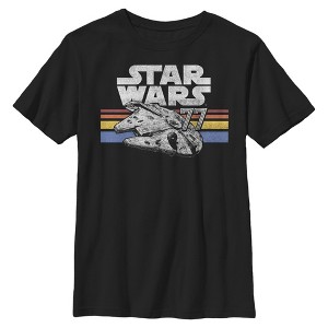 Boys Star Wars Millennium Falcon 77' Vintage Stripes T Shirt - 1 of 4