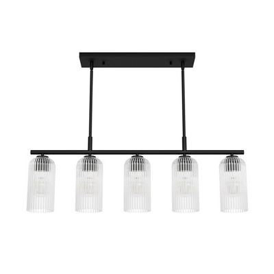Hunter Fans 4.7" Beverly Glen Ceiling Light Matte Black Finish - 5-Bulb Linear Chandelier for Kitchen Island
