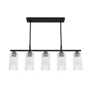 Hunter Fans 4.7" Beverly Glen Ceiling Light Matte Black Finish - 5-Bulb Linear Chandelier for Kitchen Island - 1 of 1
