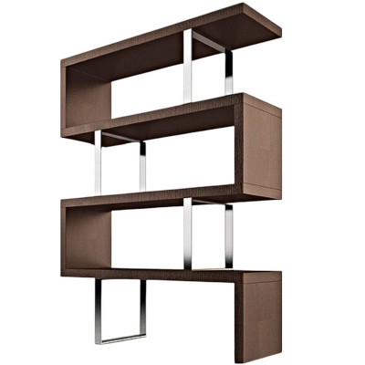 HomeRoots 67" Brown And Silver Metal and Wood Three Tier Etagere Bookcase