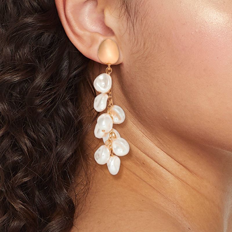 Pearl Waterfall Drop Earrings - A New Day&#8482; White/Gold, 3 of 5