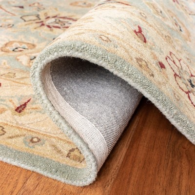 Elegant Light Blue & Ivory Tufted Wool Rectangular Rug, 3' x 5'