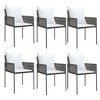 vidaXL Patio Dining Set Table and Chair with Cushions Poly Rattan and Steel - Brown 63" Table Length 6 Chairs - 4 of 4