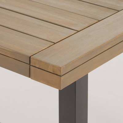 Carlisle 79" Rectangle Acacia and Iron Outdoor Dining Table