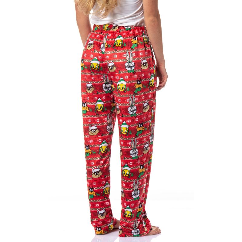 Looney Tunes Womens' Christmas Character Santa Bugs Taz Daffy Pajama Pants Red, 4 of 5