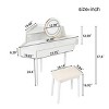 44" White Small Corner Vanity Desk with 3-Color LED Mirror,Space-Saving Dressing Table with Drawer & Stool-The Pop Home - 4 of 4