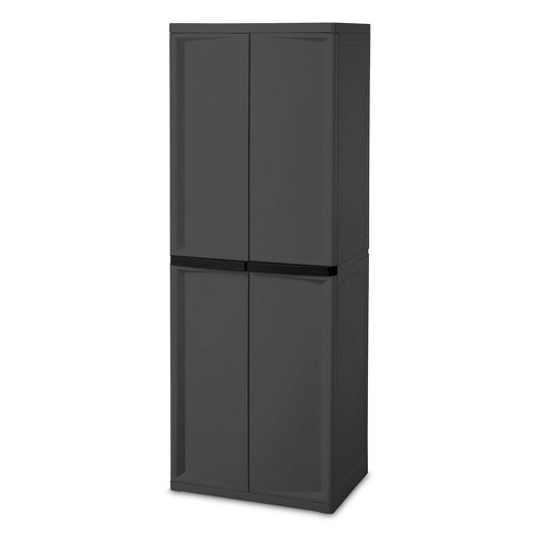 Sterilite Adjustable 4-Shelf Storage Cabinet With Doors, Gray | 01423V01 - image 1 of 4