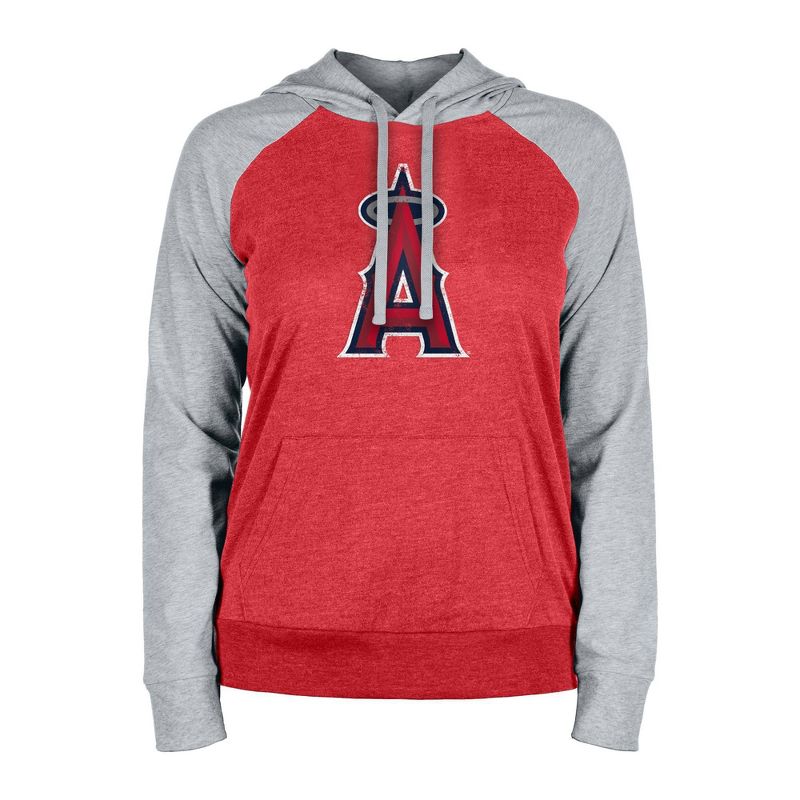 MLB Los Angeles Angels Women&#39;s Lightweight Bi-Blend Hooded Sweatshirt, 1 of 7