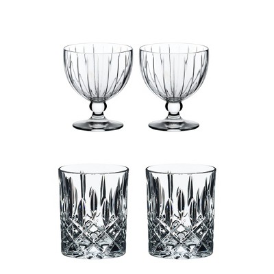 Riedel Sunshine Classic Crystal Dessert Bowl Glass (2 Pack) Bundle with Riedel Spey Collection Crystal Scotch Bourbon Tumbler Whiskey Glasses (2 Pack)