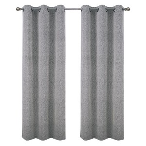 RT Designer Collection Florence Jacquard Luxurious Decorative Grommet 2 Pack Curtain Panel 36" x 84" Silver - 1 of 4