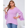 Coolmee Womens Plus Size Tops Ruffle Sleeve Shirts Loose V-Neck Casual Tunic Blouses - 3 of 4