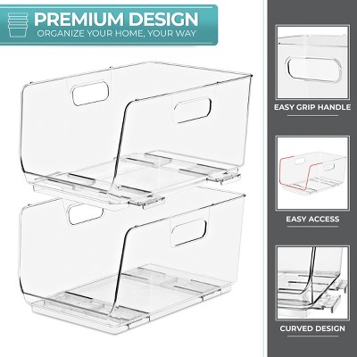 Sorbus 4 Pack Medium Open Front Clear Stackable Fridge Storage Bins - Great for Kitchen Organization, Pantry Storage and more — фото 4
