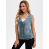 INSPIRE CHIC Women's V Neck Patch Pockets Button Down Sleeveless Denim Vest - 2 of 4