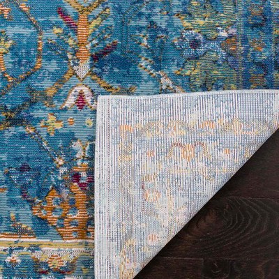 Aria Blue Synthetic 4' x 6' Reversible Rectangular Area Rug