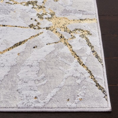 Amelia Grey and Gold Abstract Rectangular Area Rug