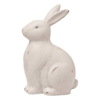 Transpac Terracotta 8.25" White Easter Rustic Bunny Decor