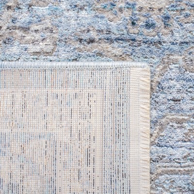 Grey and Turquoise Hand-Knotted Wool Runner Rug
