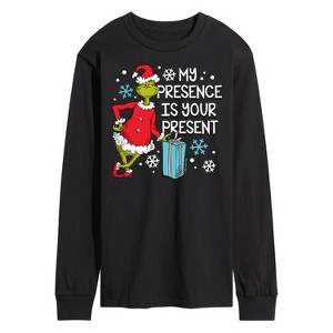 Men's - Dr. Seuss - The Grinch My Presence In Your Present Long Sleeve Graphic T-Shirt - 1 of 4