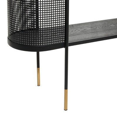 Elegant Black Metal Console Table with Storage Shelf