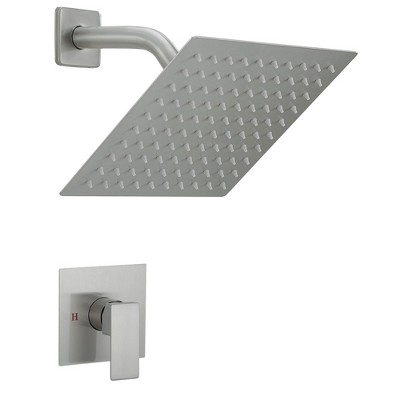 Single Handle 1-Spray Square Shower Faucet Set 2.5 GPM with High Pressure Shower Head